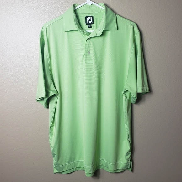 FootJoy Lime Mini Stripe Short Sleeve Performance Golf Polo-Size M - Picture 1 of 8